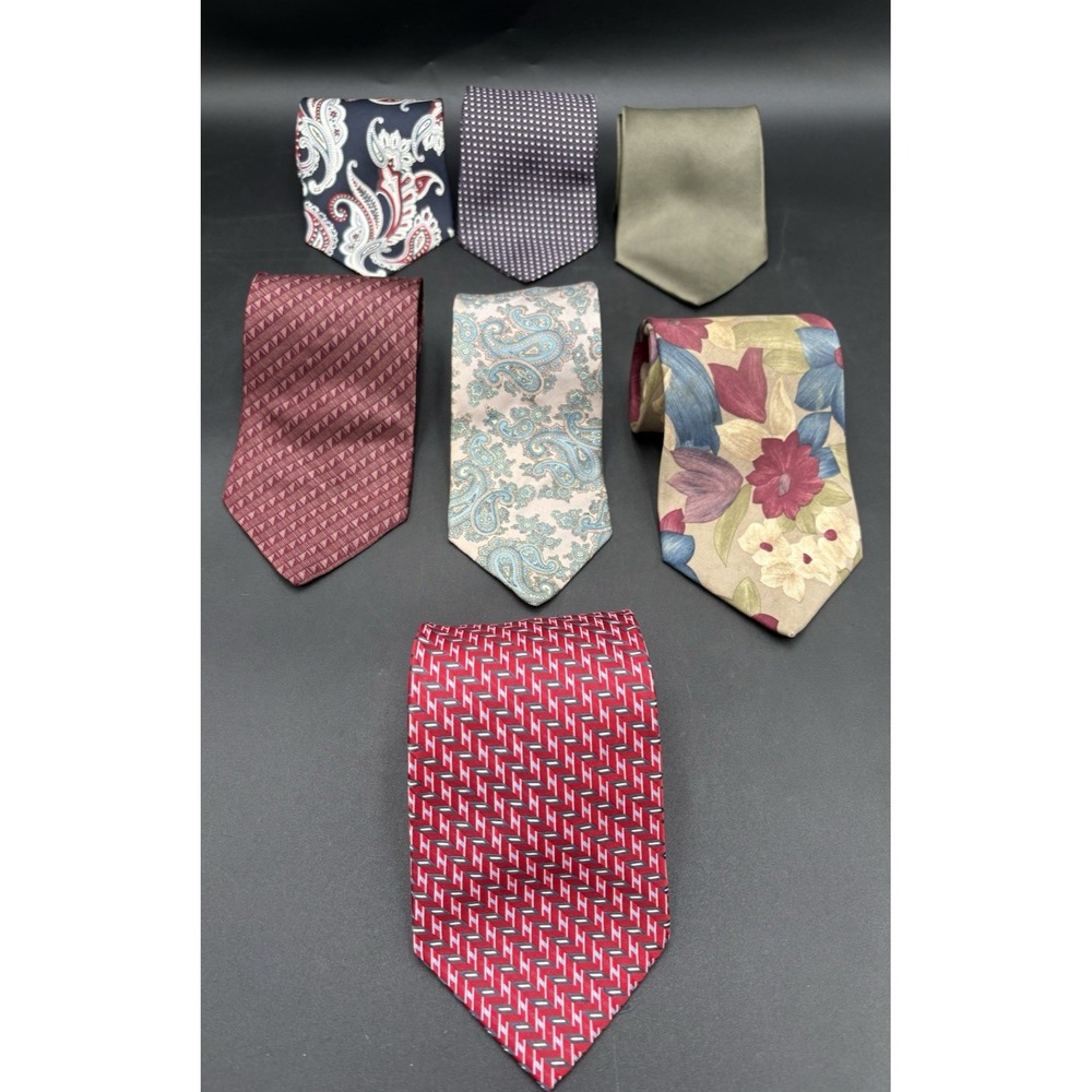 Lot of 7 Men's Tie's Stafford Silk Various Colors  Designs USA Free Shipping